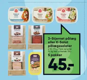 Bilka 3-Stjernet pålæg eller K-Salat pålægssalater tilbud