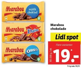 Lidl Marabou Chokolade 185-200g tilbud