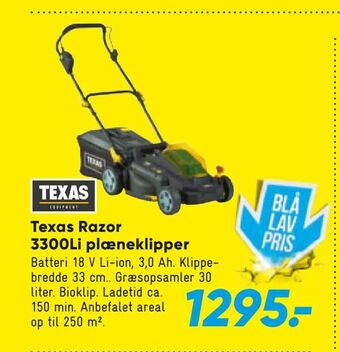 Bilka Texas Razor 3300Li plæneklipper tilbud