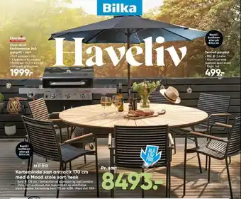 Bilka Kerteminde sæt antracit 170 cm med 6 Mood stole sort/teak tilbud