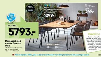 Bilka Mozzasæt med 6 sorte Dawson stole tilbud