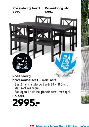 Bilka Rosenborg havemøbelsæt - mat sort tilbud