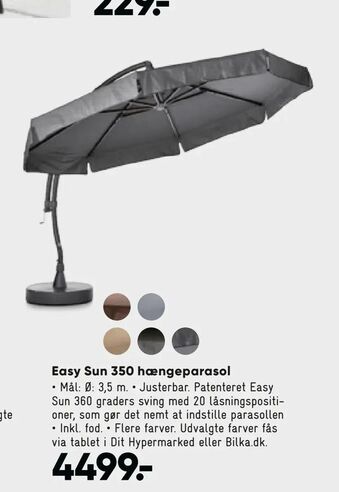 Bilka Easy Sun 350 hængeparasol tilbud