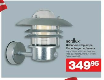 Udendørs væglampe Copenhagen m/sensor