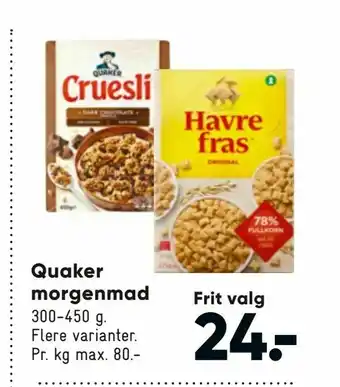 Bilka Quaker morgenmad tilbud