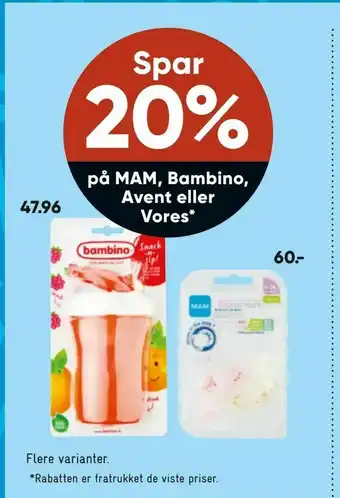 Bilka MAM, Bambino, Avent eller Vores tilbud