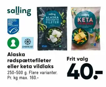 Bilka Alaska rødspættefileter eller keta vildlaks tilbud