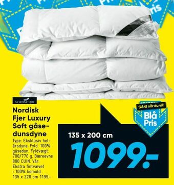Bilka Nordisk Fjer Luxury Soft gåsedunsdyne tilbud