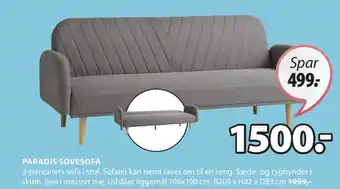 JYSK PARADIS SOVESOFA tilbud