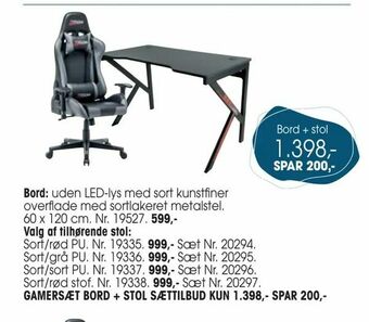 Daells Bolighus Gamersæt bord + stol sættilbud tilbud