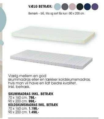 Skummadras inkl. betræk