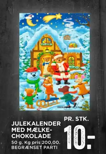 Julekalender med mælke chokolade