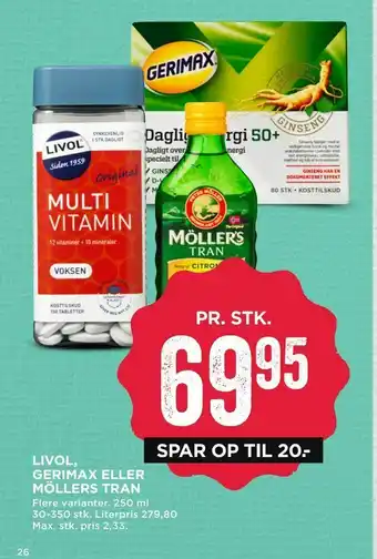 MENY Livol, Gerimax eller möllers tran tilbud