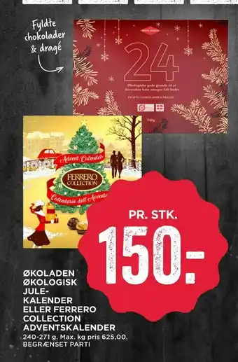 MENY Økoladen økologisk jule­kalender eller ferrero collection adventskalender tilbud