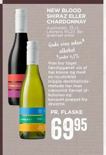 MENY New blood shiraz eller chardonnay tilbud