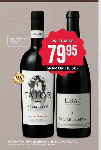 MENY Tator primitivo eller olivier & lafont lirac tilbud