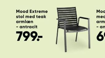 Bilka Mood Extreme stol med teak armlæn - antracit tilbud