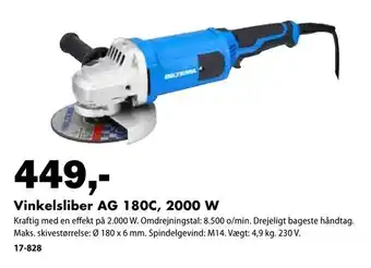Biltema Vinkelsliber AG 180C, 2000 W tilbud