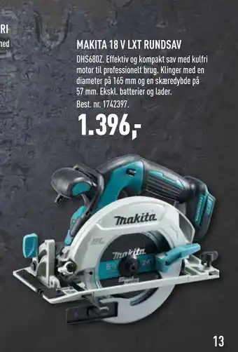 Johannes Fog MAKITA 18 V LXT RUNDSAV tilbud