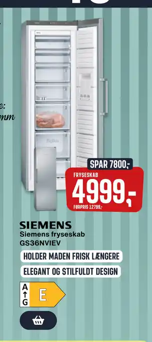 Skousen Siemens fryseskab GS36NVIEV tilbud