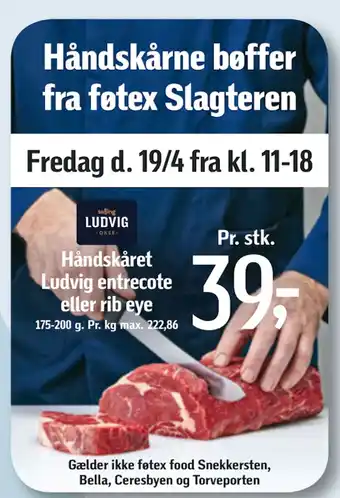 Føtex Håndskåret Ludvig entrecote eller rib eye tilbud