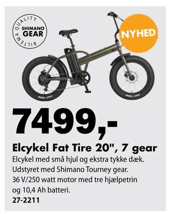 Biltema Elcykel Fat Tire 20", 7 gear tilbud