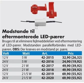 Modstande til eftermonterede LED-pærer