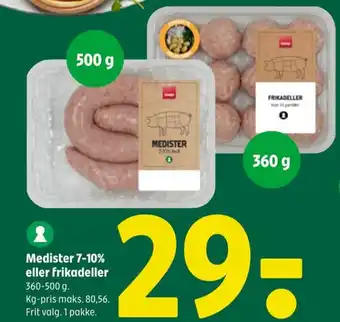 Coop 365 Medister 7-10% eller frikadeller tilbud