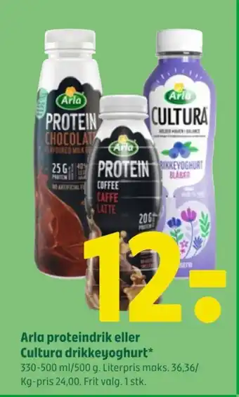 Coop 365 Arla proteindrik eller Cultura drikkeyoghurt* tilbud