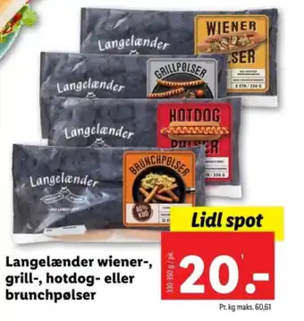 Lidl Langelænder wiener-, grill-, hotdog- eller brunchpølser tilbud