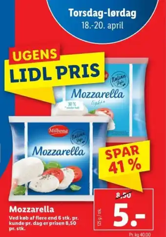 Lidl Mozzarella tilbud