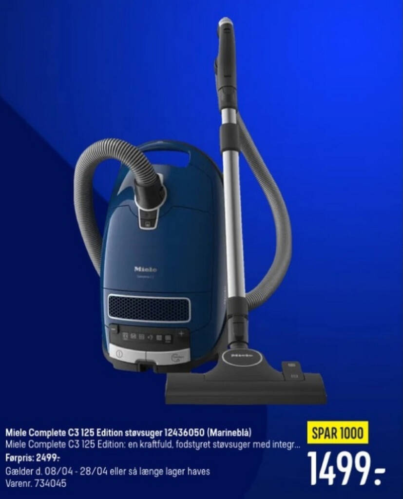 Miele Complete C3 125 Edition støvsuger 12436050 (Marinebla) tilbud hos Elgiganten