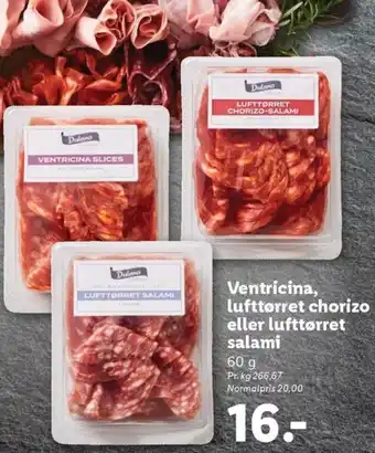 Lidl Ventricina, lufttørret chorizo eller lufttørret salami tilbud