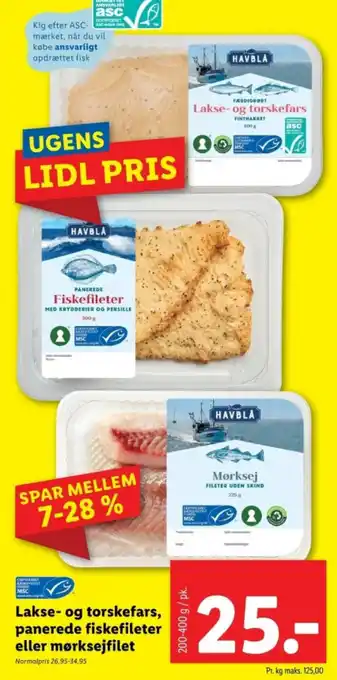 Lidl Lakse- og torskefars, panerede fiskefileter eller mørksejfilet tilbud