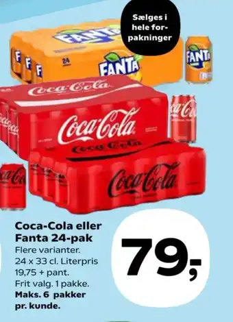 Kvickly Coca-Cola eller Fanta 24-pak tilbud