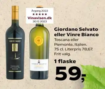 Kvickly Giordano Selvato eller Vinre Bianco tilbud