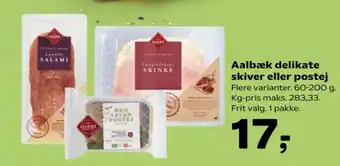 Kvickly Aalbæk delikate skiver eller postej tilbud