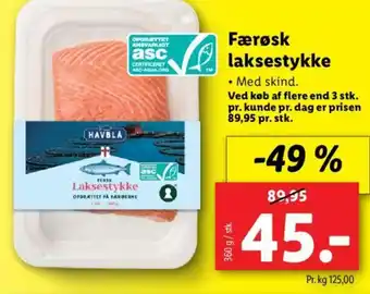 Lidl Færøsk laksestykke tilbud