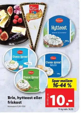 Lidl Brie, hytteost eller friskost tilbud