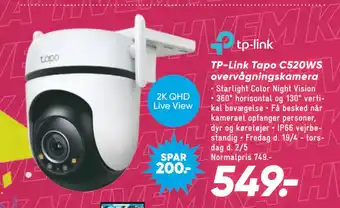 Bilka TP-Link Tapo C520WS overvågningskamera tilbud