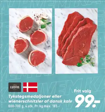 Bilka Tykstegsmedaljoner eller wienerschnitzler af dansk kalv tilbud