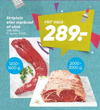 Bilka Striploin eller mørbrad af okse tilbud