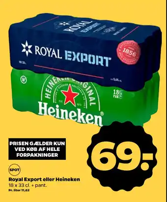 Netto Royal Export eller Heineken tilbud