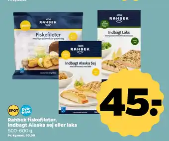 Netto Rahbek fiskefileter, indbagt Alaska sej eller laks tilbud