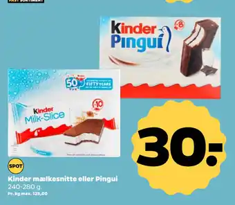 Netto Kinder mælkesnitte eller Pingui tilbud