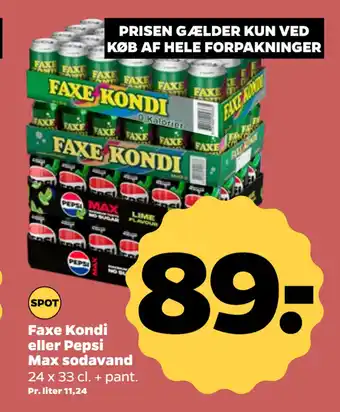 Netto Faxe Kondi eller Pepsi Max sodavand tilbud