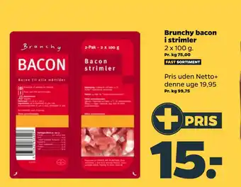 Netto Brunchy bacon i strimler tilbud