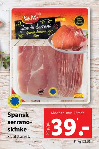 Lidl Spansk serranoskinke tilbud