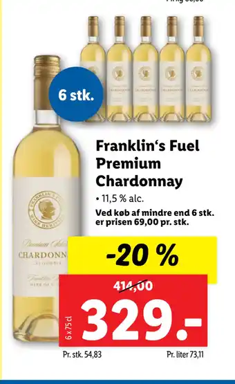 Lidl Franklin‘s Fuel Premium Chardonnay tilbud