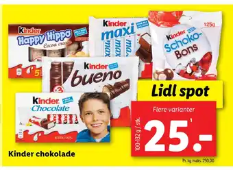 Lidl Kinder chokolade tilbud